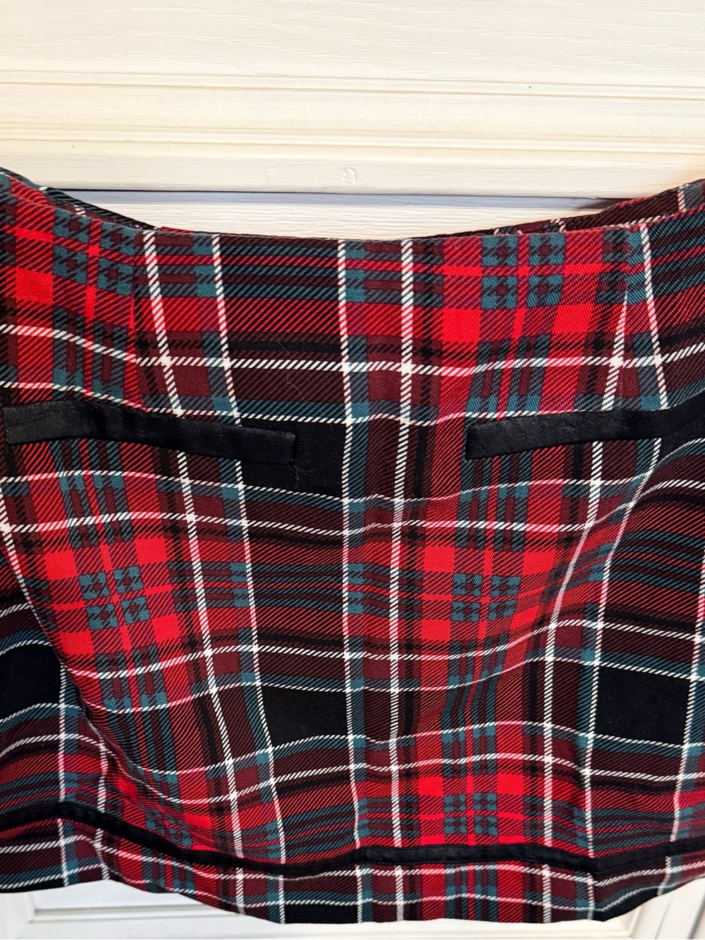 Francesca's Red Black Plaid Skirt with Teal Accents